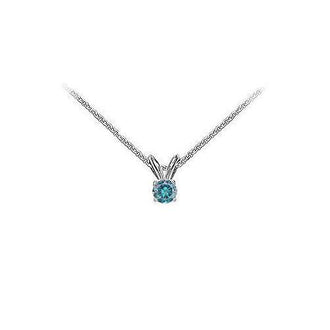 Blue Diamond Solitaire Pendant : 14K White Gold - 0.25 CT Diamonds