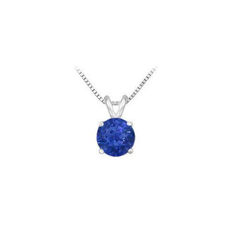 14K White Gold Prong Set Natural Sapphire Solitaire Pendant 0.25 CT TGW