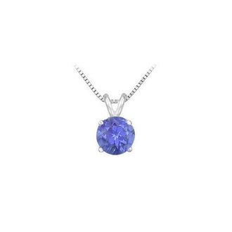 14K White Gold Prong Set Natural Tanzanite Solitaire Pendant 0.25 CT TGW