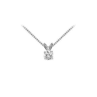 14K White Gold : Round Diamond Solitaire Pendant - 0.33 CT. TW.