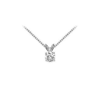 14K White Gold : Round Diamond Solitaire Pendant - 0.50 CT. TW.