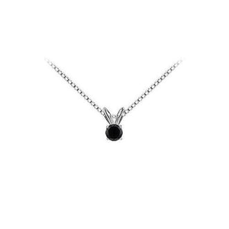 14K White Gold : Round Black Diamond Solitaire Pendant - 0.75 CT. TW.