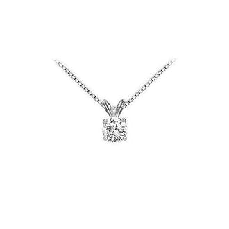 14K White Gold : Round Diamond Solitaire Pendant - 0.75 CT. TW.