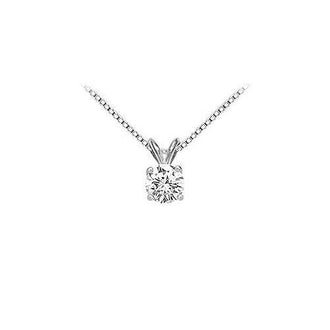 14K White Gold : Round Diamond Solitaire Pendant - 1.00 CT. TW.