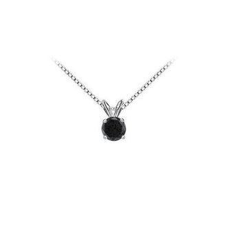 14K White Gold : Round Black Diamond Solitaire Pendant - 1.50 CT. TW.