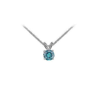 Blue Diamond Solitaire Pendant : 14K White Gold - 1.50 CT Diamond