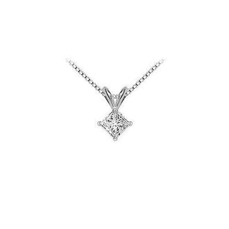 14K White Gold : Princess Cut Diamond Solitaire Pendant - 1.00 CT. TW.