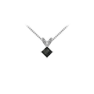 14K White Gold : Princess Cut Diamond Solitaire Pendant - 1.25 CT. TW.