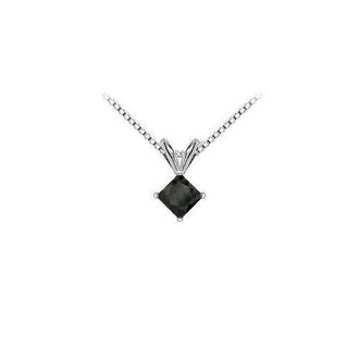 14K White Gold : Princess Cut Diamond Solitaire Pendant - 1.75 CT. TW.