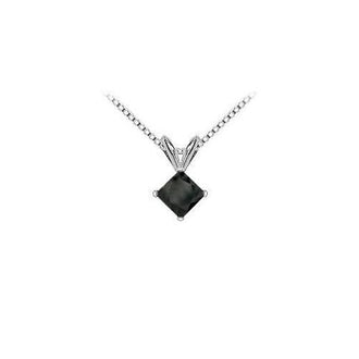 14K White Gold : Princess Cut Diamond Solitaire Pendant - 2.00 CT. TW.