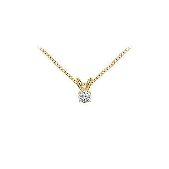 14K Yellow Gold : Round Diamond Solitaire Pendant - 0.15 CT. TW.