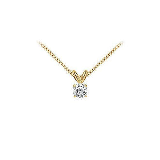 14K Yellow Gold : Round Diamond Solitaire Pendant - 0.25 CT. TW.