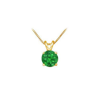 14K Yellow Gold Prong Set Natural Emerald Solitaire Pendant 0.25 CT TGW