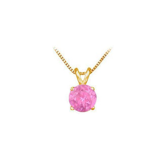 14K Yellow Gold Prong Set Natural Pink Sapphire Solitaire Pendant 0.25 CT TGW