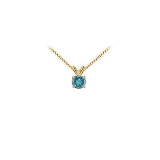 Blue Diamond Solitaire Pendant : 14K Yellow Gold 0.25 CT Diamond