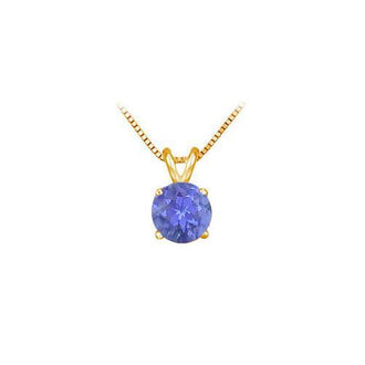 14K Yellow Gold Prong Set Natural Tanzanite Solitaire Pendant 0.25 CT TGW