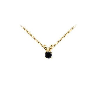 14K Yellow Gold : Round Black Diamond Solitaire Pendant - 0.50 CT. TW.