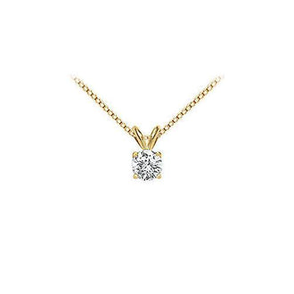 14K Yellow Gold : Round Diamond Solitaire Pendant - 0.50 CT. TW.