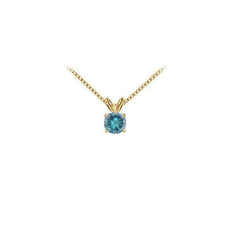 Blue Diamond Solitaire Pendant : 14K Yellow Gold 0.50 CT Diamond