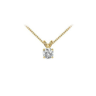 14K Yellow Gold : Round Diamond Solitaire Pendant - 0.75 CT.TW.