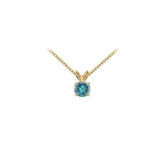 Blue Diamond Solitaire Pendant : 14K Yellow Gold 0.75 CT Diamond