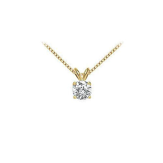 14K Yellow Gold : Round Diamond Solitaire Pendant - 1.00 CT. TW.