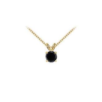 14K Yellow Gold : Round Black Diamond Solitaire Pendant - 1.75 CT. TW.