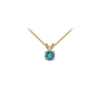 Blue Diamond Solitaire Pendant : 14K Yellow Gold 2.00 CT Diamond