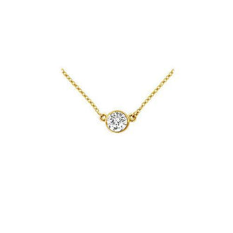 14K Yellow Gold : Bezel Set Round Diamond Solitaire Pendant - 0.15 CT. TW.