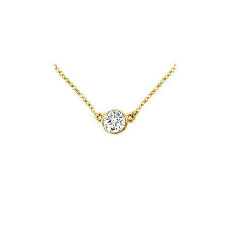 14K Yellow Gold : Bezel Set Round Diamond Solitaire Pendant - 0.25 CT. TW.