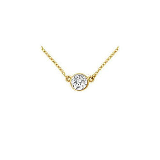 14K Yellow Gold : Bezel Set Round Diamond Solitaire Pendant - 0.33 CT. TW.