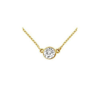 14K Yellow Gold : Bezel Set Round Diamond Solitaire Pendant - 0.75 CT. TW.