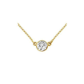 14K Yellow Gold : Bezel Set Round Diamond Solitaire Pendant - 1.00 CT. TDW