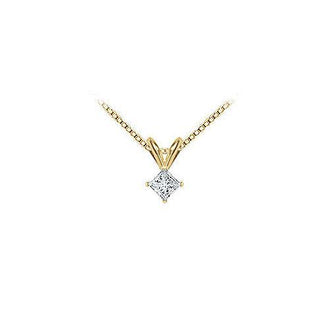 14K Yellow Gold : Princess Cut Diamond Solitaire Pendant - 0.15 CT. TW.