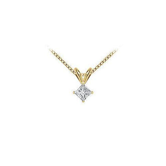 14K Yellow Gold : Princess Cut Diamond Solitaire Pendant - 0.25 CT. TW.