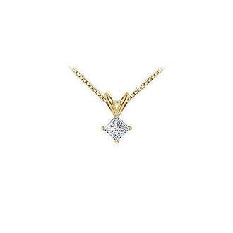 14K Yellow Gold : Princess Cut Diamond Solitaire Pendant - 0.33 CT. TW.