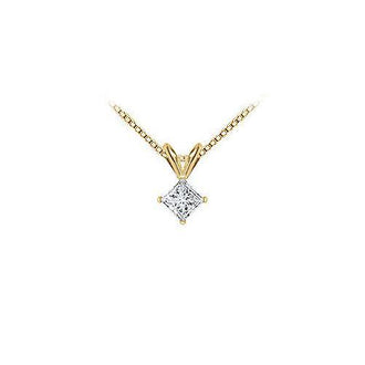 14K Yellow Gold : Princess Cut Diamond Solitaire Pendant - 0.50 CT. TW.