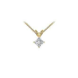 14K Yellow Gold : Princess Cut Diamond Solitaire Pendant - 0.75 CT. TW.