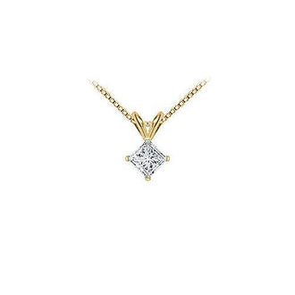 14K Yellow Gold : Princess Cut Diamond Solitaire Pendant - 1.00 CT. TW.