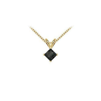 14K Yellow Gold : Princess Cut Black Diamond Solitaire Pendant - 1.75 CT. TW.