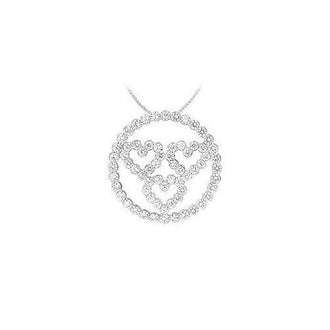 Diamond Circle and Heart Pendant : 14K White Gold - 1.25 CT Diamonds