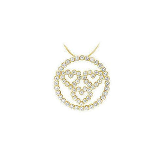 Diamond Circle and Heart Pendant : 14K Yellow Gold - 1.25 CT Diamonds