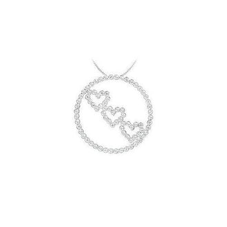 Diamond Circle and Heart Pendant : 14K White Gold - 1.25 CT Diamonds