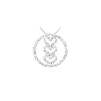 Diamond Circle and Heart Pendant : 14K White Gold - 1.00 CT Diamonds