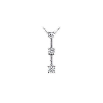 Three Stone Diamond Pendant : 14K White Gold - 0.75 CT Diamonds