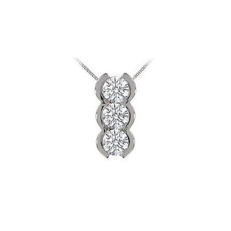 Three Stone Diamond Pendant : 14K White Gold - 1.00 CT Diamonds