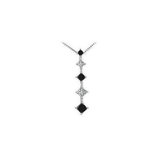 Black and White Diamond Journey Pendant : 14K White Gold - 1.00 CT Diamonds