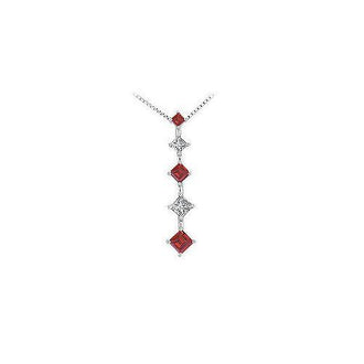 Ruby and Diamond Journey Pendant : 14K White Gold - 1.00 CT TGW