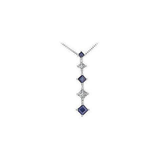 Sapphire and Diamond Journey Pendant : 14K White Gold - 1.00 CT TGW