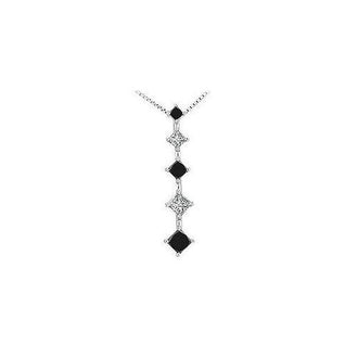 Black and White Diamond Journey Pendant : 14K White Gold - 1.50 CT Diamonds